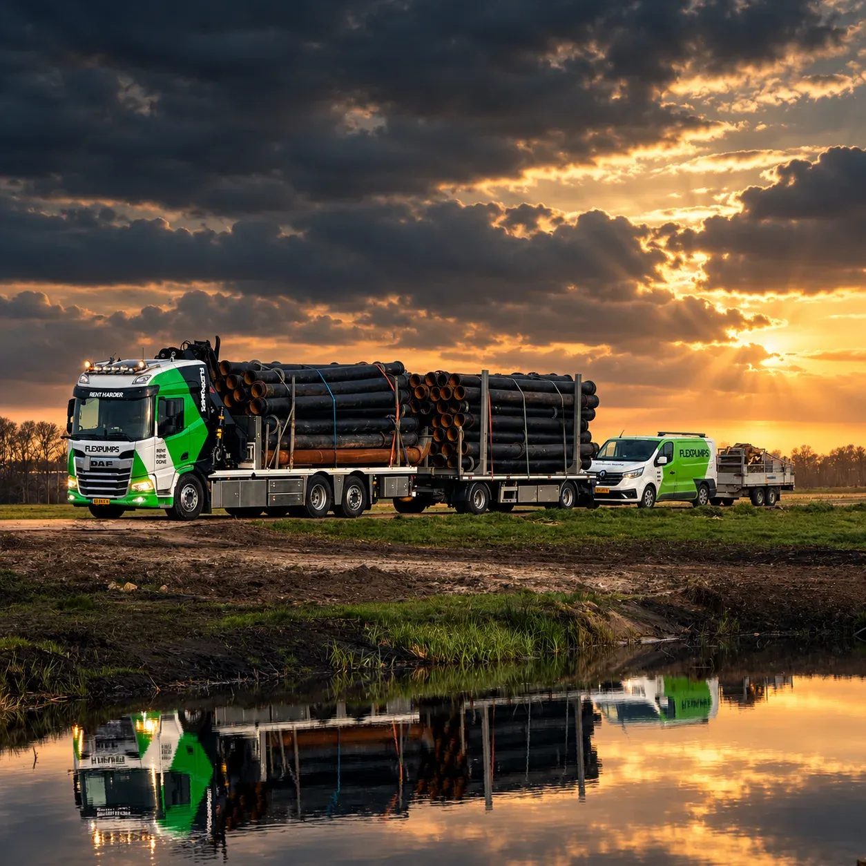Truck at sunset