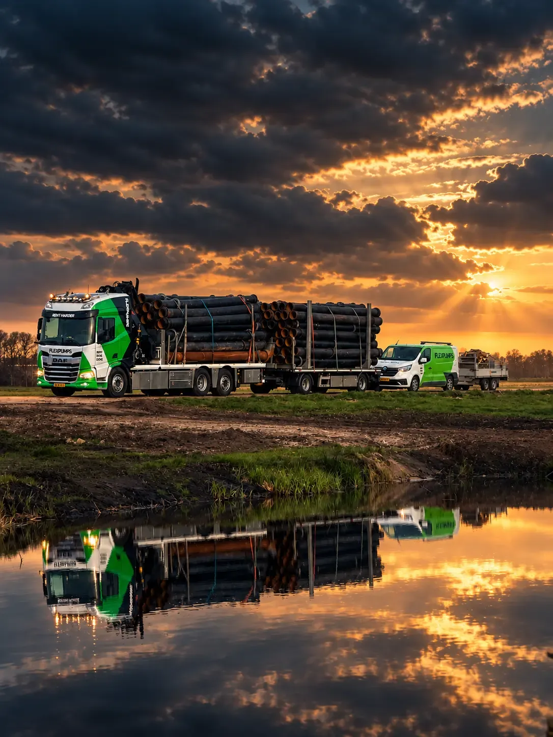 Truck at sunset